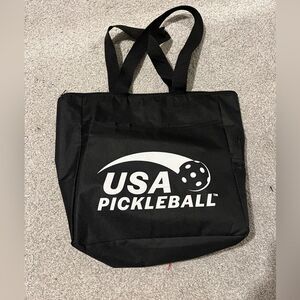 Black & White USA Pickleball Shoulder Tote Beach Shopping zipper top Bag pockets